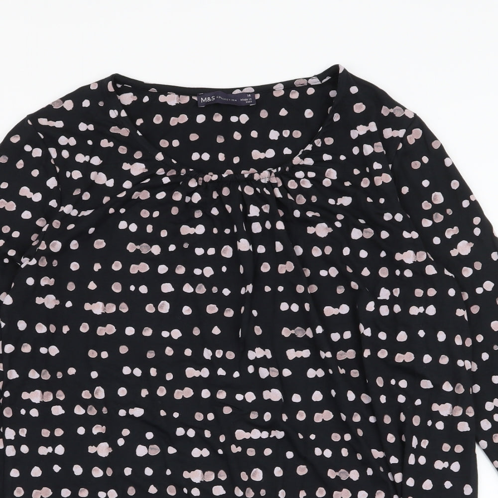 Womens UK Size 14 Marks and Spencer Black Jersey T-Shirt