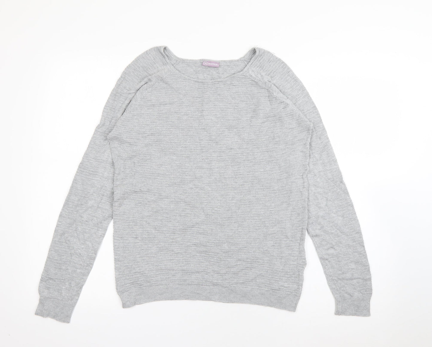 Avenue Womens Grey Round Neck  Viscose Pullover Jumper Size 14