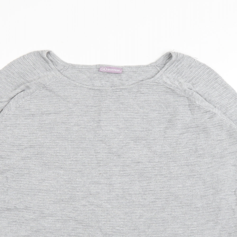 Avenue Womens Grey Round Neck  Viscose Pullover Jumper Size 14