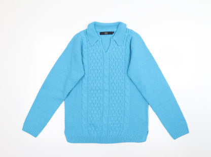 Isle Essentials Womens Beige Collared  Acrylic Pullover Jumper Size S