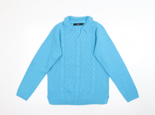 Isle Essentials Womens Beige Collared  Acrylic Pullover Jumper Size S