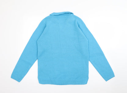 Isle Essentials Womens Beige Collared  Acrylic Pullover Jumper Size S