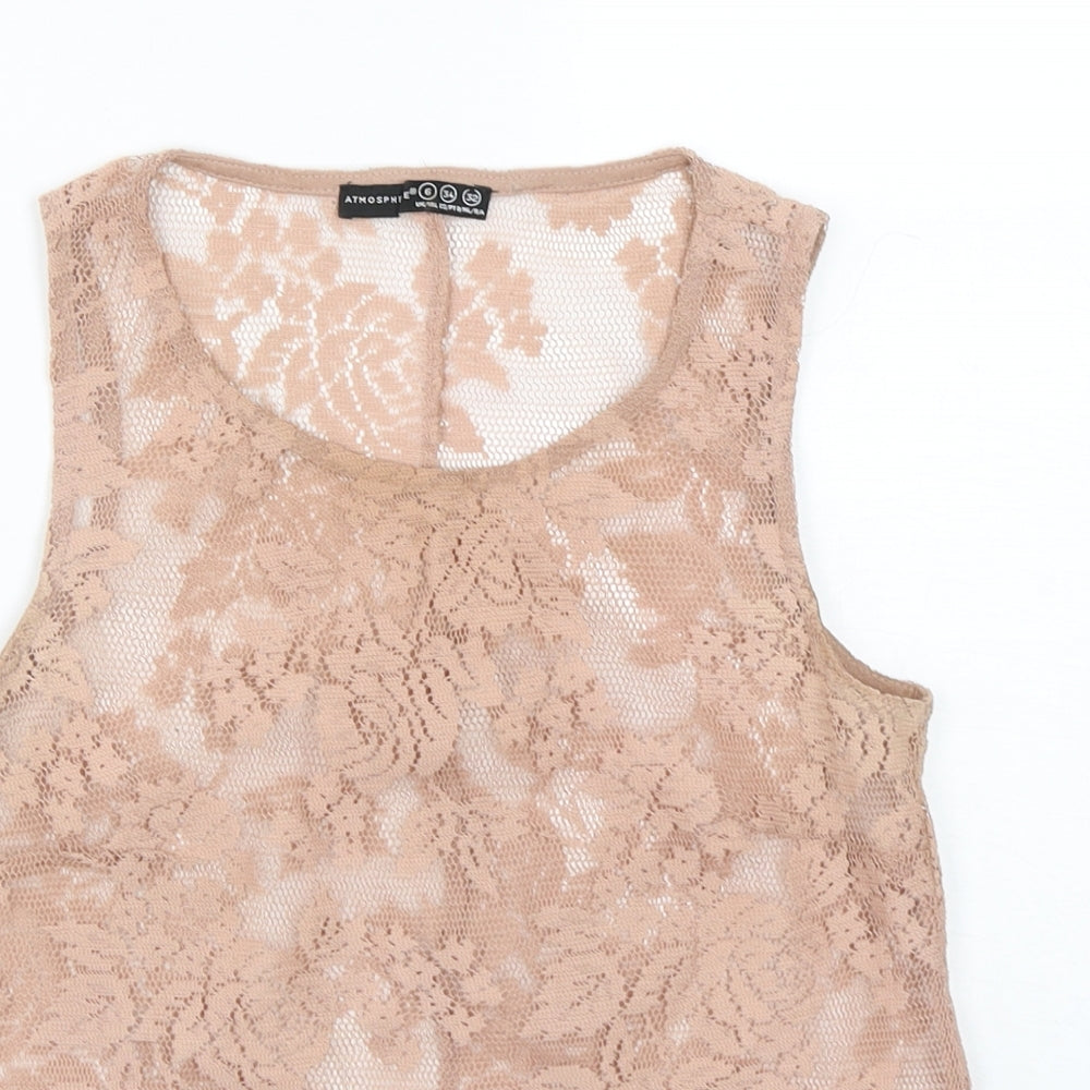 Womens UK Size 6 Atmosphere Beige Basic Tank