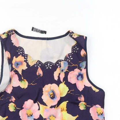Quiz Womens Multicoloured Floral Polyester Basic Tank Size 8 Round Neck
