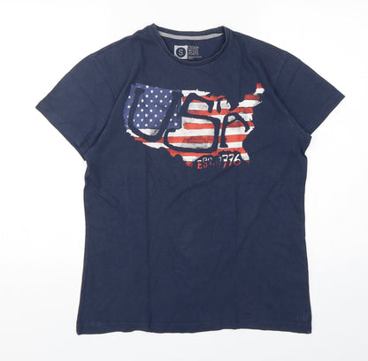 Mens UK Size S Cedar Wood State Blue  T-Shirt