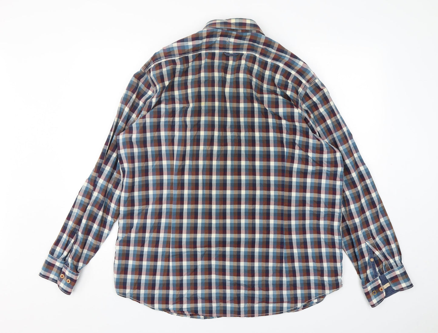 Mens UK Size XL Colours & Sons Multicoloured  Button-Up Long Sleeve Casual Shirt