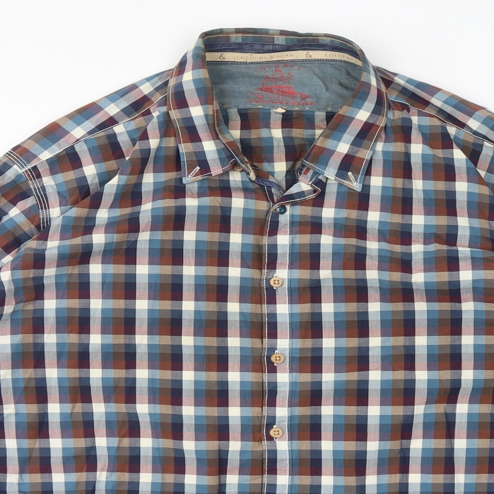 Mens UK Size XL Colours & Sons Multicoloured  Button-Up Long Sleeve Casual Shirt