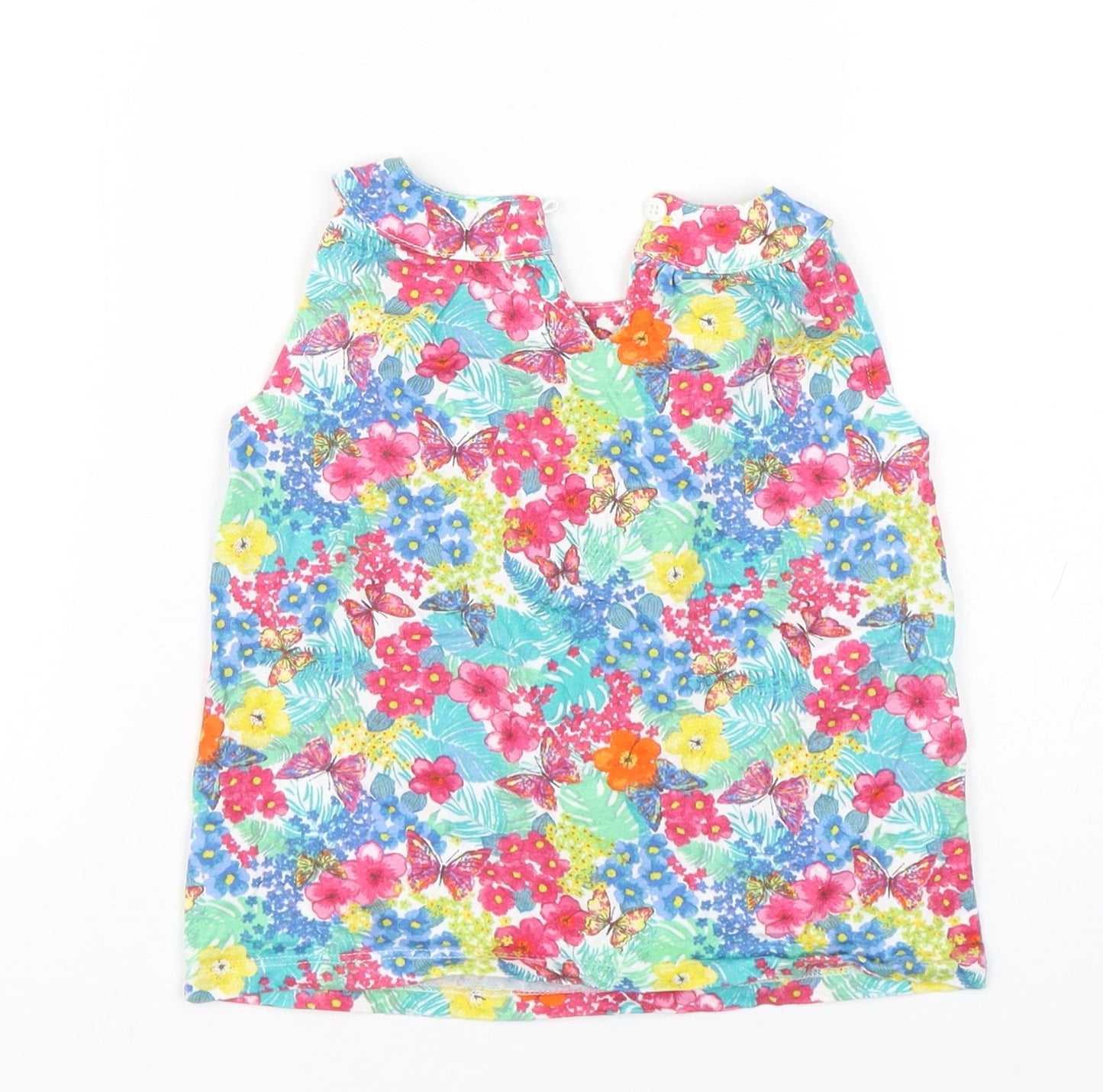 Mothercare Girls Multicoloured Floral Cotton Basic Tank Size 5 Years Round Neck Pullover