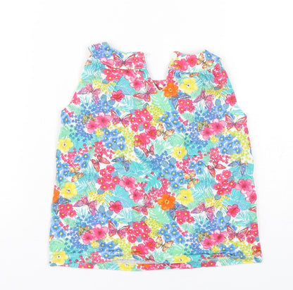 Mothercare Girls Multicoloured Floral Cotton Basic Tank Size 5 Years Round Neck Pullover