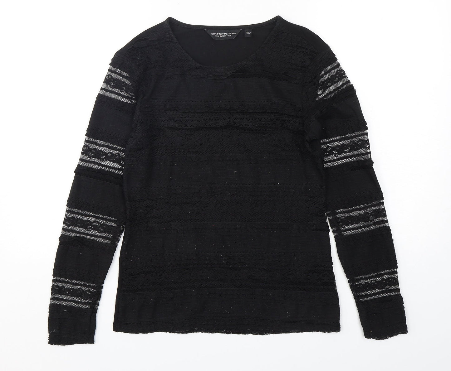 Womens UK Size 8 Dorothy Perkins Black Basic T-Shirt