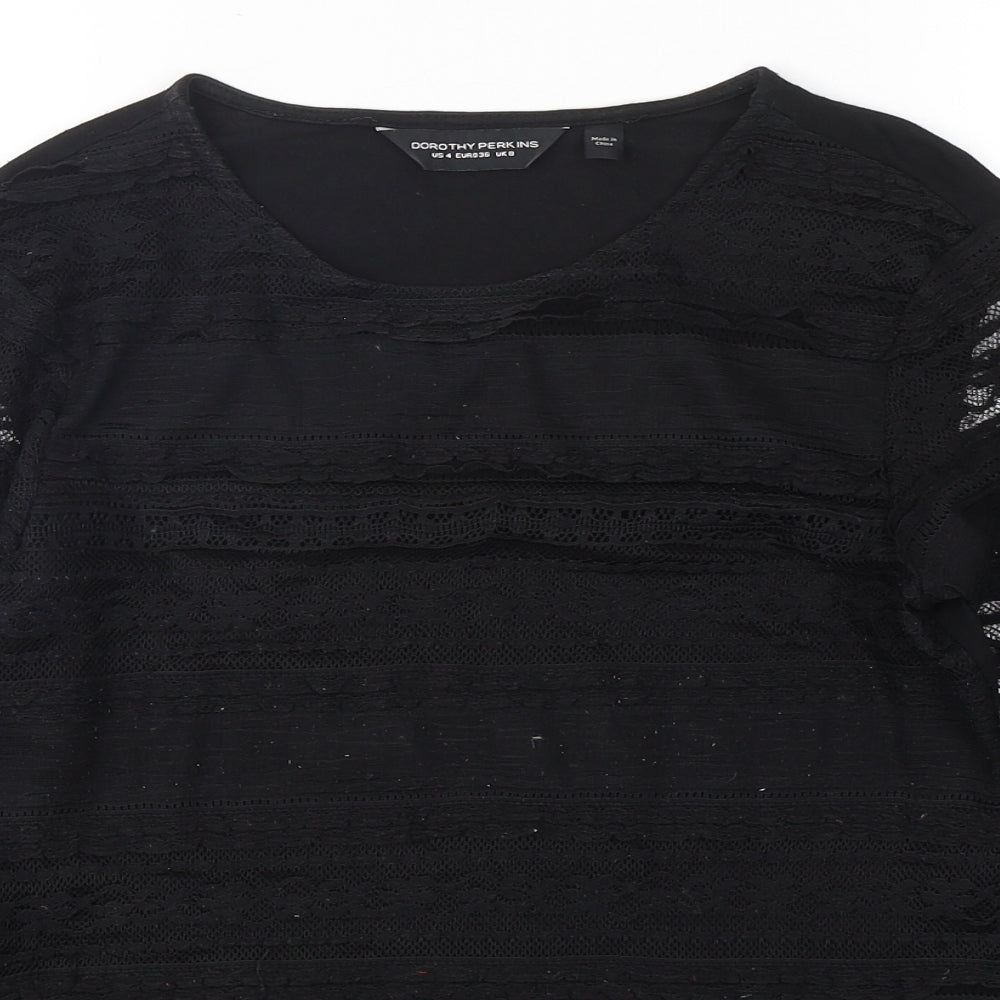 Womens UK Size 8 Dorothy Perkins Black Basic T-Shirt