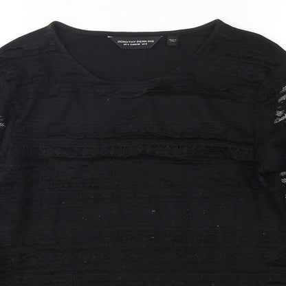 Womens UK Size 8 Dorothy Perkins Black Basic T-Shirt