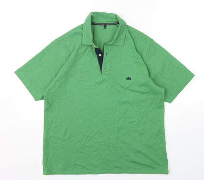 Saville Row Mens Green  Cotton  Polo Size M Collared Pullover