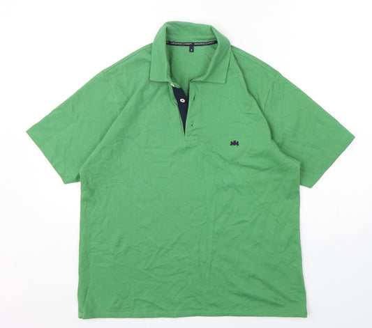 Saville Row Mens Green  Cotton  Polo Size M Collared Pullover