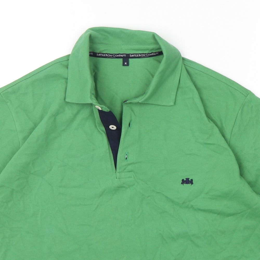 Saville Row Mens Green  Cotton  Polo Size M Collared Pullover
