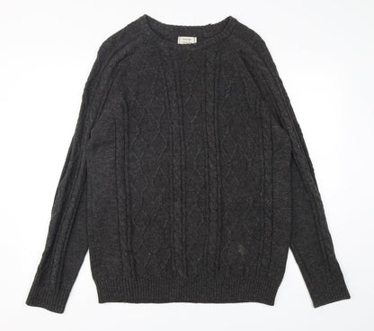 George Mens Grey Round Neck  Acrylic Pullover Jumper Size M