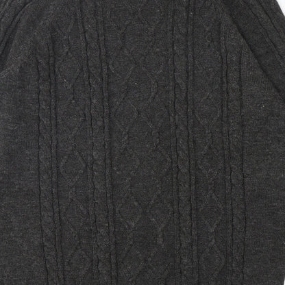 George Mens Grey Round Neck  Acrylic Pullover Jumper Size M