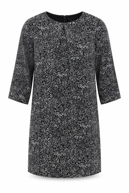 H&M Womens Black Animal Print Polyester Shift  Size 14  Roll Neck Zip
