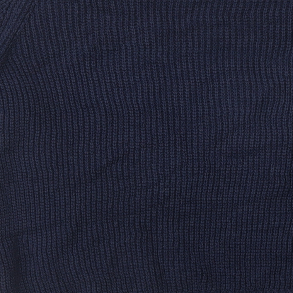 East West Mens Blue Crew Neck  Cotton Pullover Jumper Size L