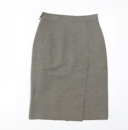 Choise Womens Beige Geometric Viscose A-Line Skirt Size 10   Button