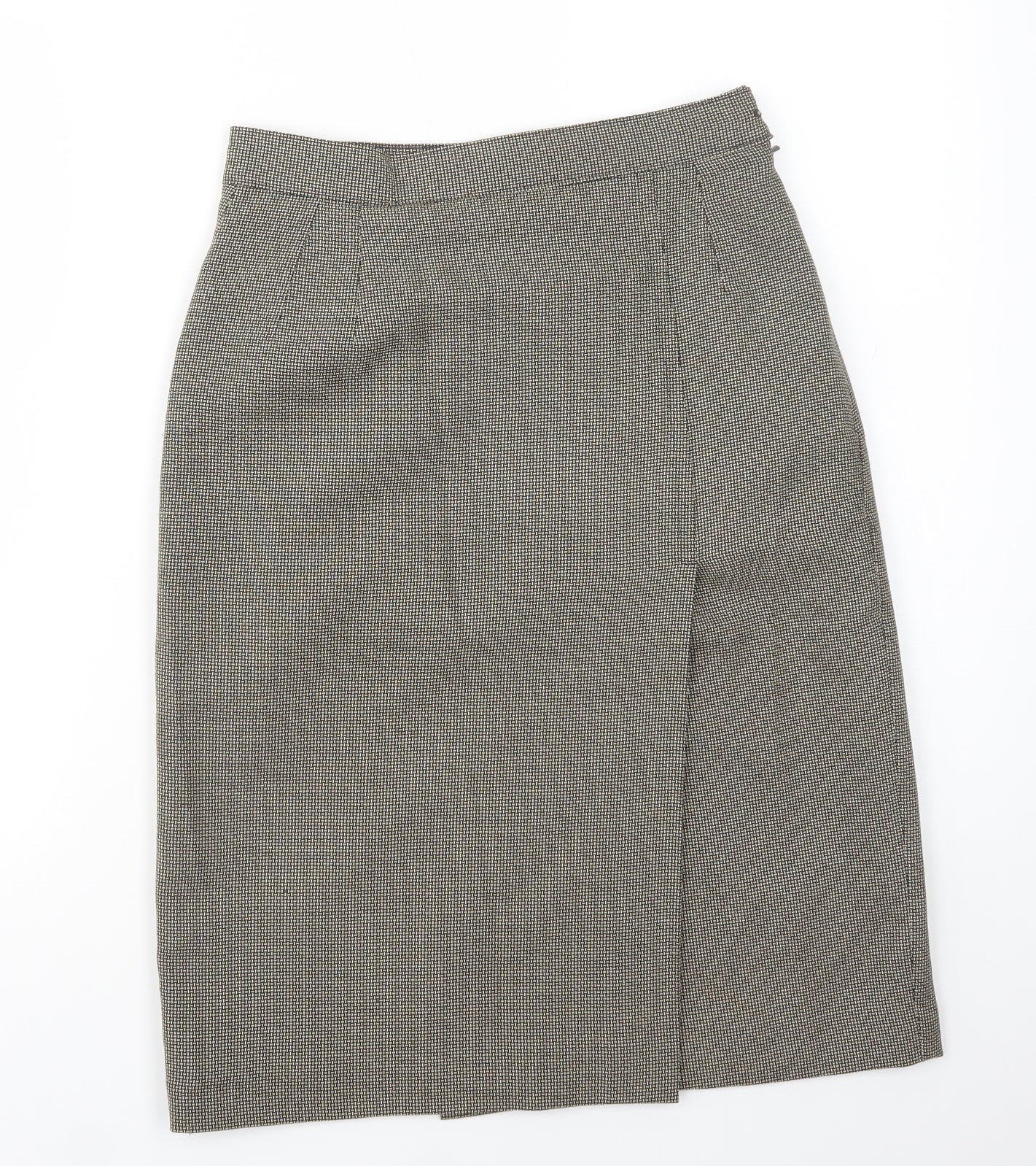 Choise Womens Beige Geometric Viscose A-Line Skirt Size 10   Button