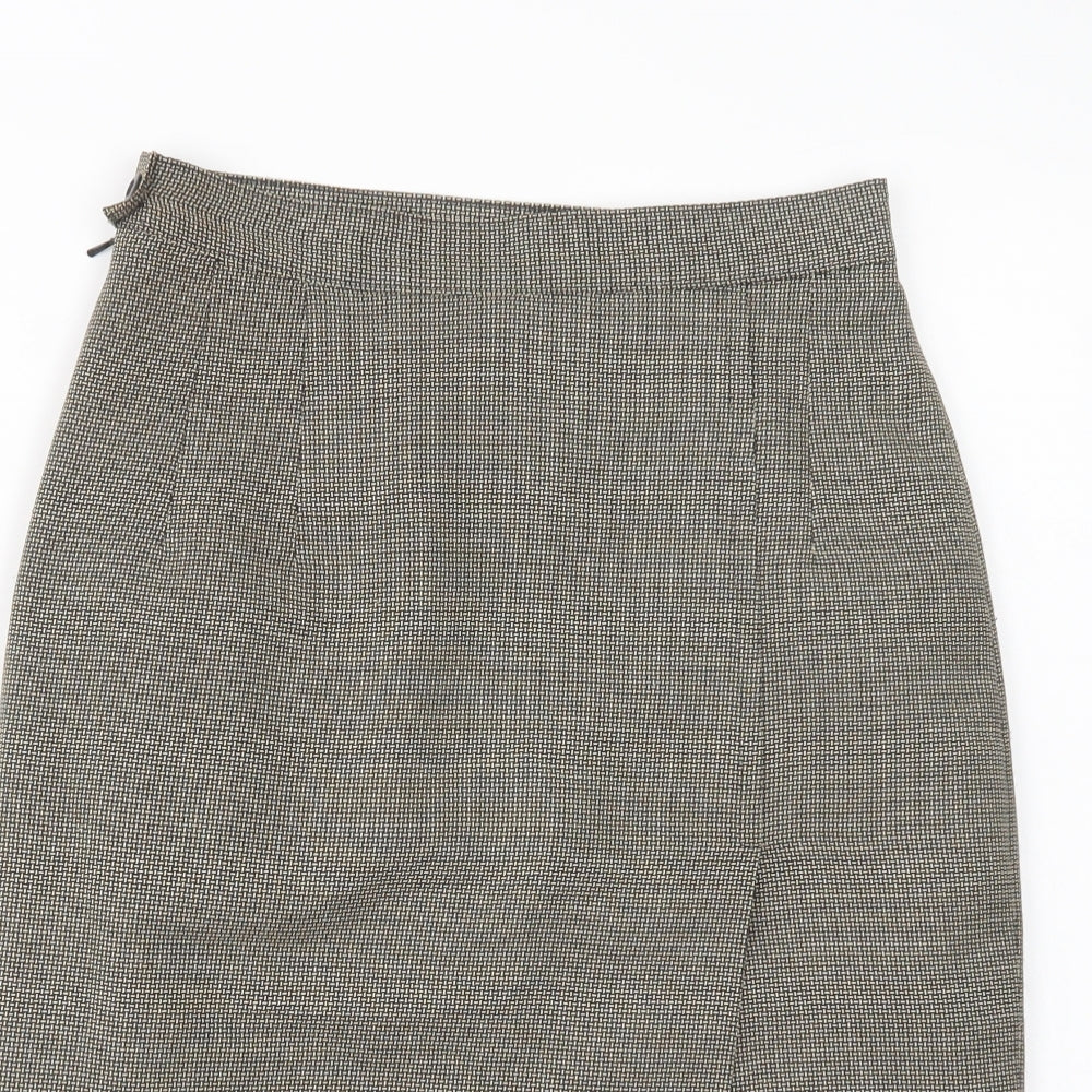 Choise Womens Beige Geometric Viscose A-Line Skirt Size 10   Button