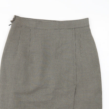 Choise Womens Beige Geometric Viscose A-Line Skirt Size 10   Button