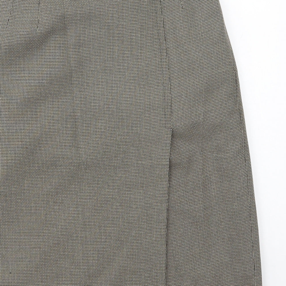 Choise Womens Beige Geometric Viscose A-Line Skirt Size 10   Button