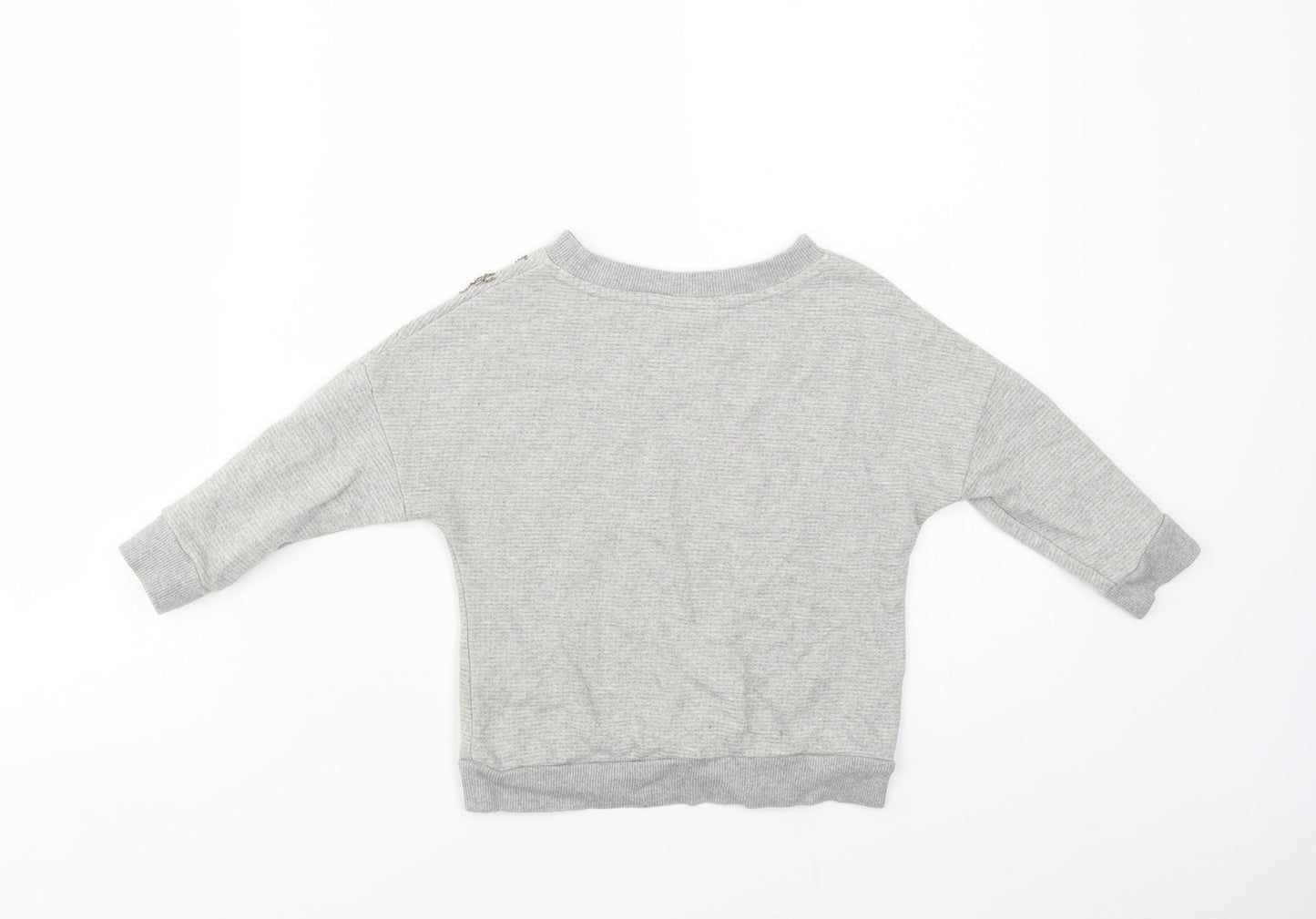 Nexct Girls Grey  Cotton Pullover Sweatshirt Size 3 Years  Pullover - Embellished Neckline