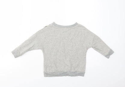 Nexct Girls Grey  Cotton Pullover Sweatshirt Size 3 Years  Pullover - Embellished Neckline