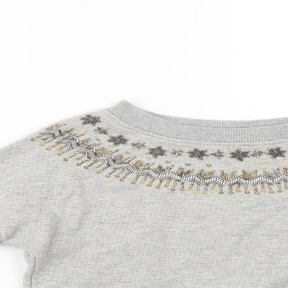 Nexct Girls Grey  Cotton Pullover Sweatshirt Size 3 Years  Pullover - Embellished Neckline