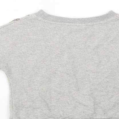 Nexct Girls Grey  Cotton Pullover Sweatshirt Size 3 Years  Pullover - Embellished Neckline