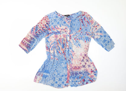 Womens UK Size 8 Yest Blue Tunic Blouse