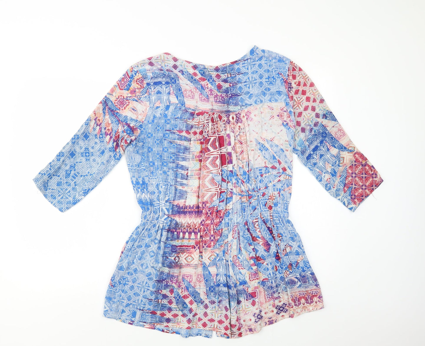 Womens UK Size 8 Yest Blue Tunic Blouse