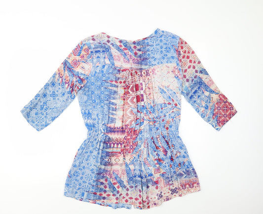 Womens UK Size 8 Yest Blue Tunic Blouse