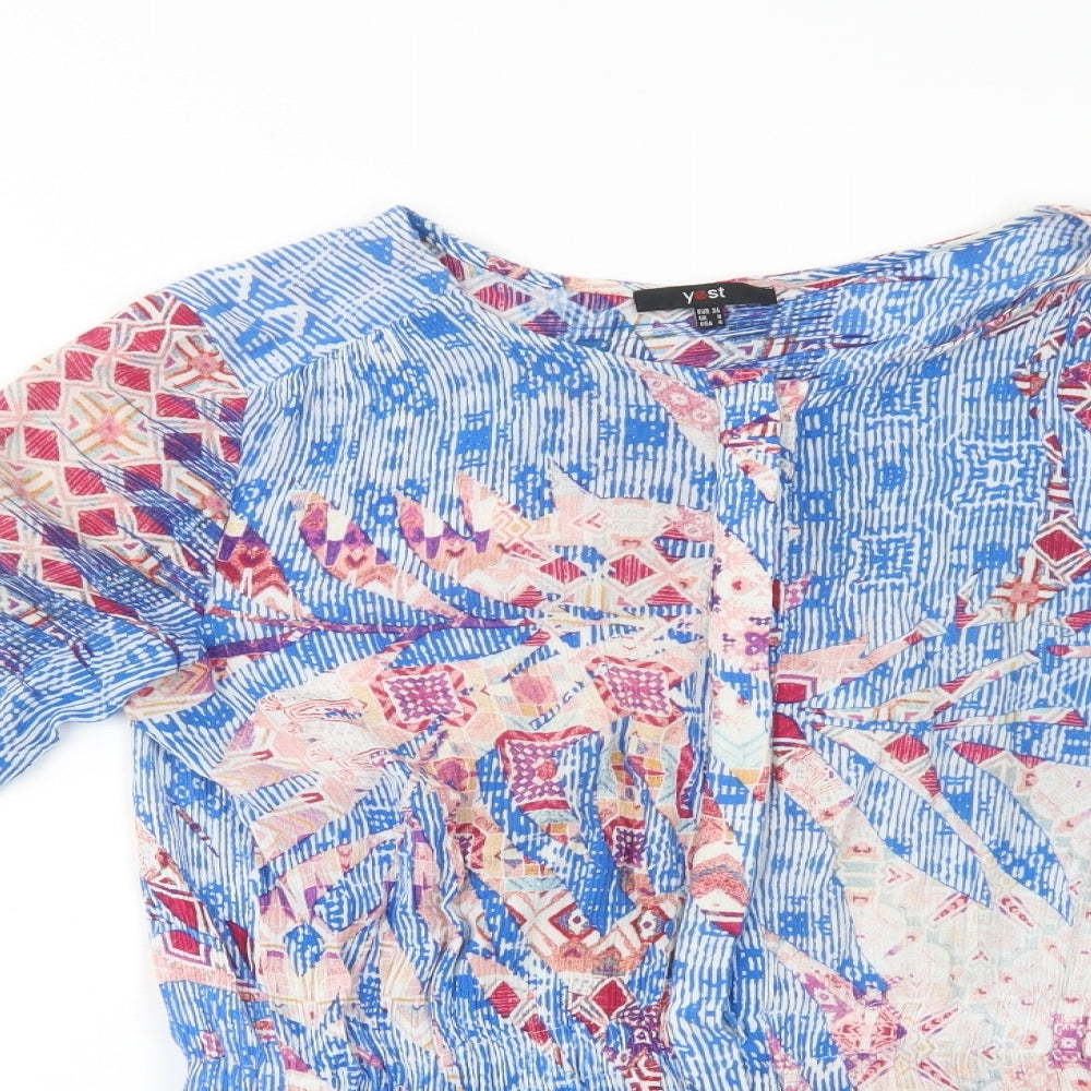 Womens UK Size 8 Yest Blue Tunic Blouse