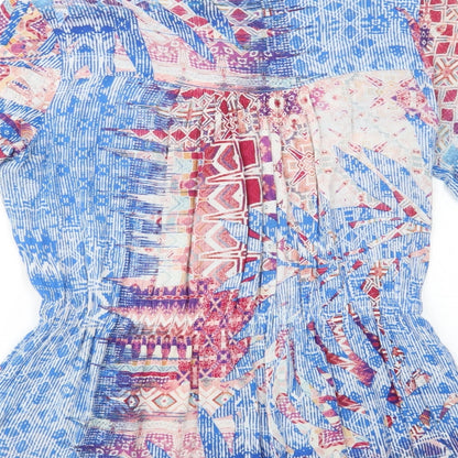 Womens UK Size 8 Yest Blue Tunic Blouse