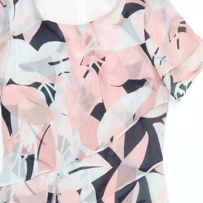 Hermann Lange Womens Pink Geometric Polyester Shift  Size 10  Scoop Neck Zip