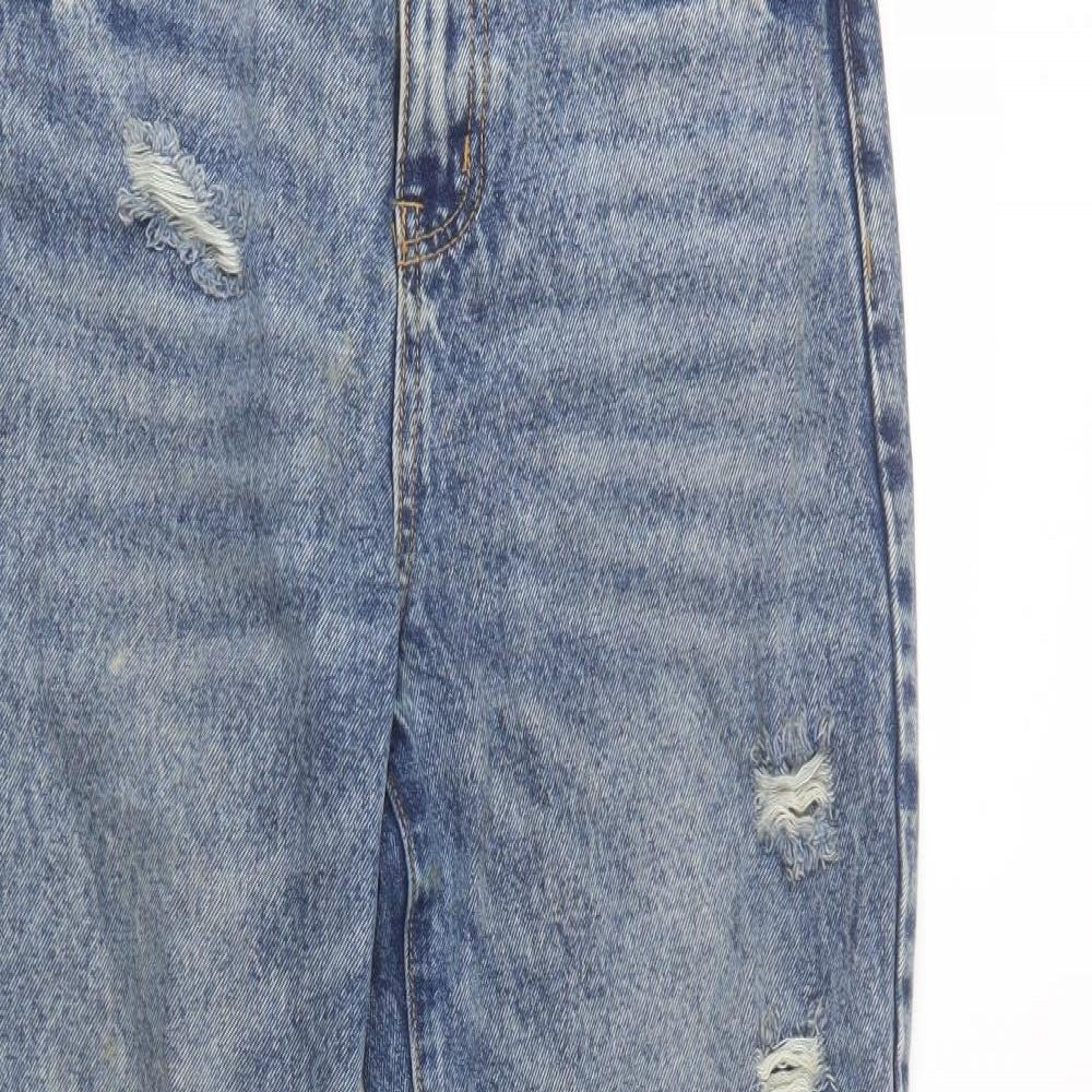 SheIn Womens Blue  Cotton Boyfriend Jeans Size S L29 in Regular Button