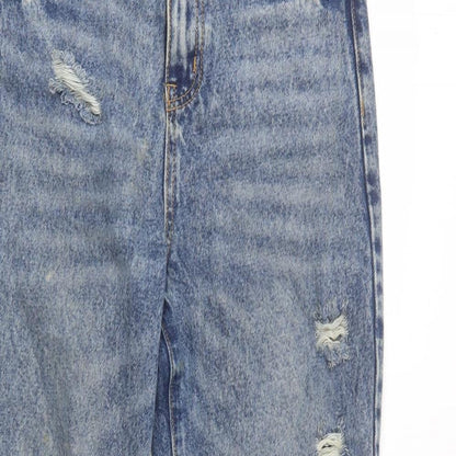 SheIn Womens Blue  Cotton Boyfriend Jeans Size S L29 in Regular Button