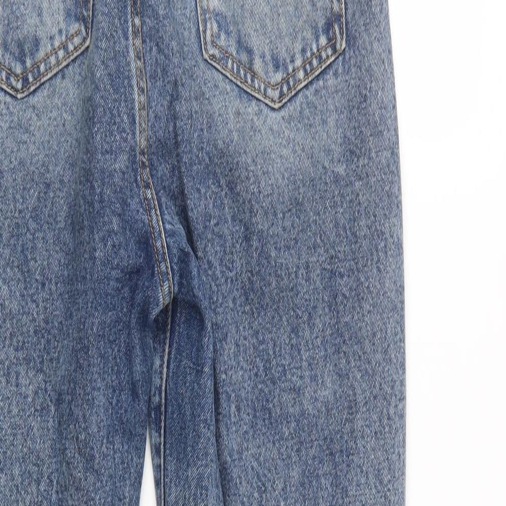 SheIn Womens Blue  Cotton Boyfriend Jeans Size S L29 in Regular Button