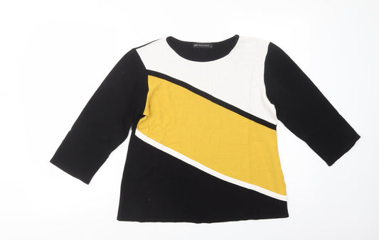 Just Elegance Womens Black Crew Neck  Viscose Pullover Jumper Size 14