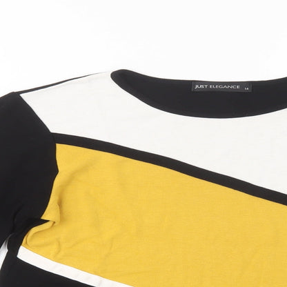 Just Elegance Womens Black Crew Neck  Viscose Pullover Jumper Size 14