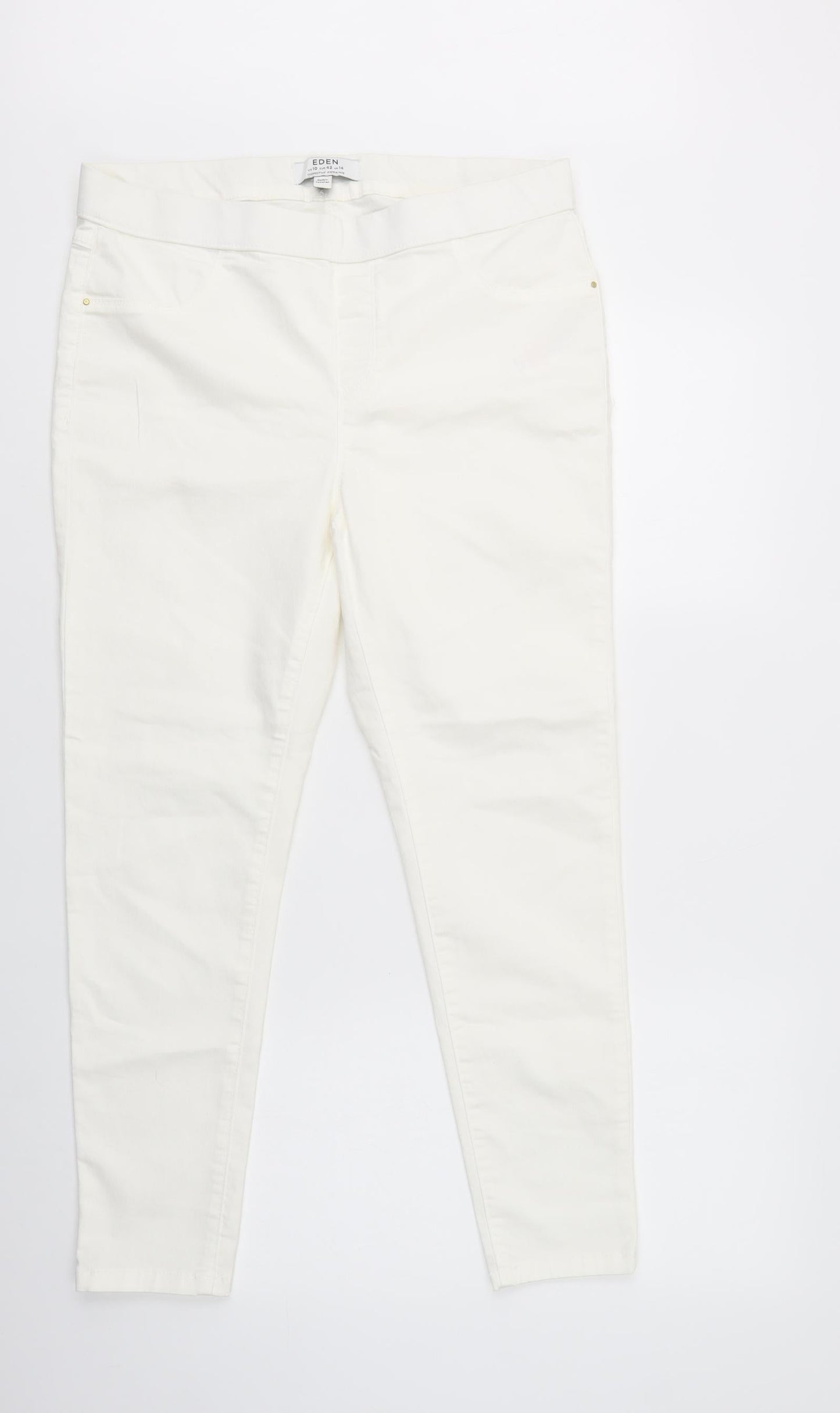 Dorothy Perkins Womens White  Cotton Flared Jeans Size 14 L29 in Regular