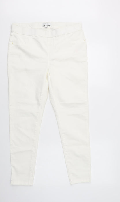 Dorothy Perkins Womens White  Cotton Flared Jeans Size 14 L29 in Regular