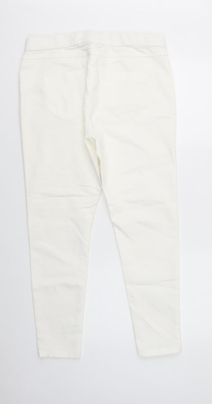 Dorothy Perkins Womens White  Cotton Flared Jeans Size 14 L29 in Regular