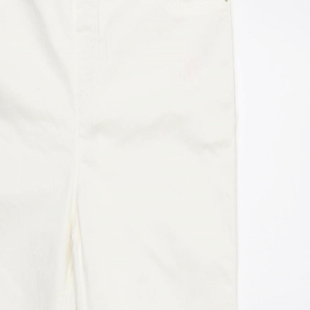 Dorothy Perkins Womens White  Cotton Flared Jeans Size 14 L29 in Regular