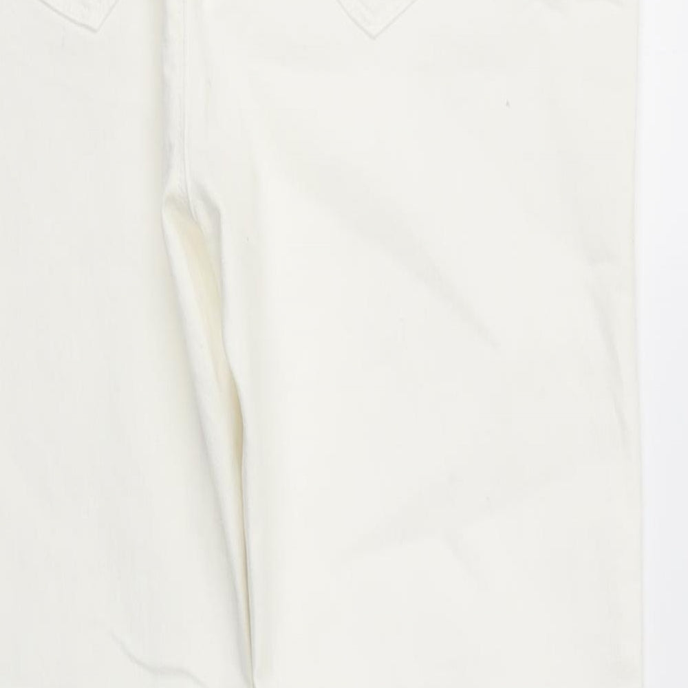 Dorothy Perkins Womens White  Cotton Flared Jeans Size 14 L29 in Regular