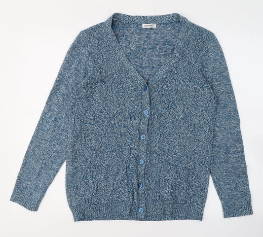 Damart Womens Blue V-Neck  Acrylic Cardigan Jumper Size M