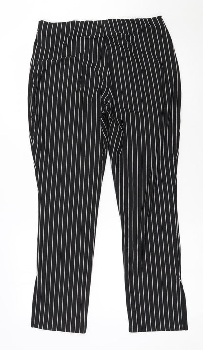 Zara Womens Black Striped Polyester Trousers  Size XL L27 in Regular
